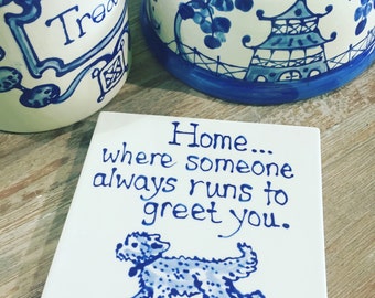 Home is where...Goldendoodle trivet  COPYRIGHT
