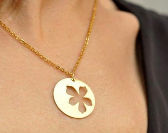 Gold Plated Hibiscus cut-out necklace