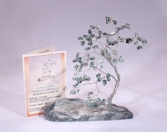 Tree Agate Gem Tree on Green Schist, metaphysical, feng shui, gemstone tree sculpture
