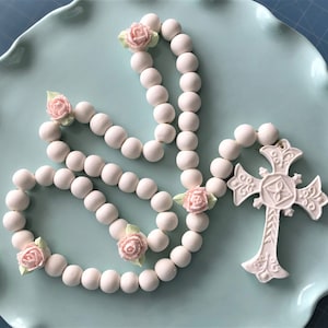 Fondant Rosary and Cross Tons of Styles! New Colour SOFT BLUE! Baptisms Communions Confirmations