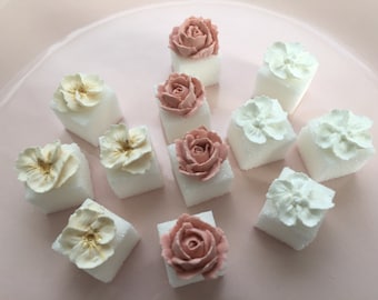 Royal Icing "Petite Fleurs" Elegance Collection Flowers only or on Sugar Cubes YOU PICK