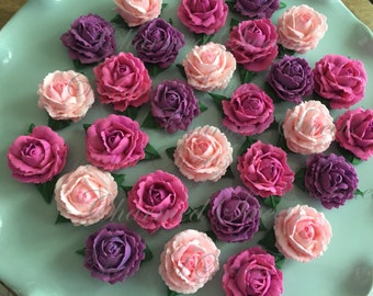 Magical Cabbage Roses Royal Icing "New Colors!" Weddings Baby Showers Brides Cake Cupcake Toppers
