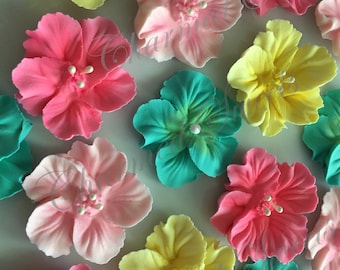 Royal Icing Hibiscus Flowers 2" ReAdY To ShIp!! Decoration only