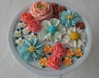 Royal Icing Summer Gardens Bouquet "NEW" Cake Topper Flowers Kit