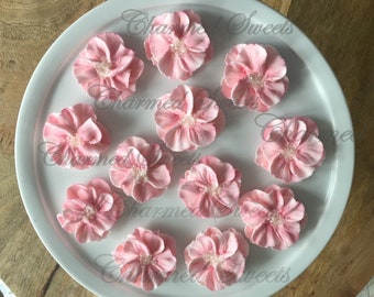 Royal Icing Flowers with Crystal Cluster Center Cake Cupcake Cake PoP Toppers Different Sizes, Colours Weddings Brides