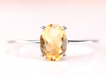 Gemstone Ring-Citrine Oval Ring-Natural Citrine Ring-Solid Silver Ring-Valentines Day Gift-Silver Citrine Ring-Gift For Her-Engagement Ring