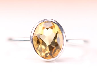 Gemstone Ring-Citrine Oval Ring-Natural Citrine Ring-Solid Silver Ring-Valentines Day Gift-Silver Citrine Ring-Gift For Her-Engagement Ring