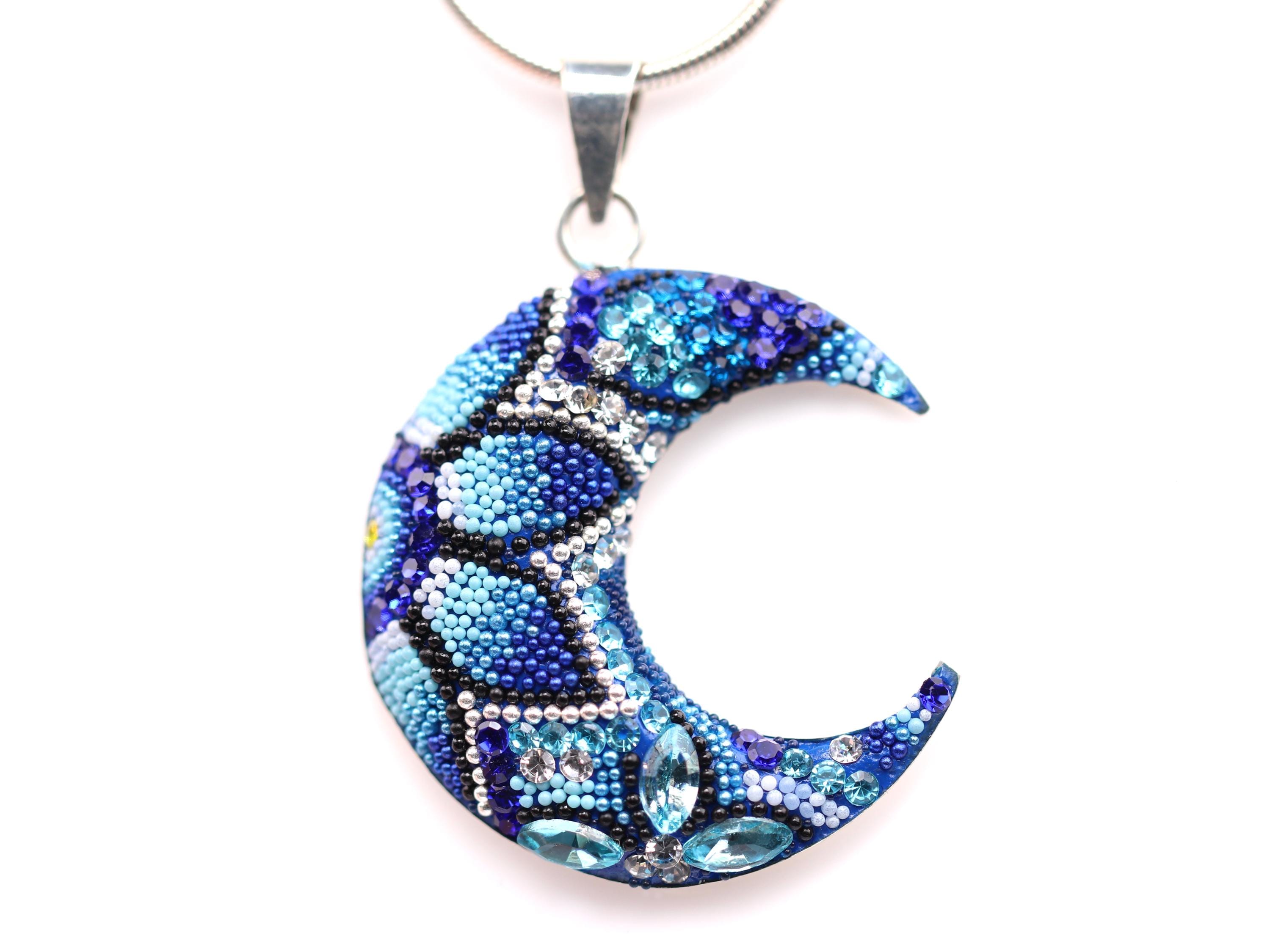 アクセサリー Moon Sterling Silver Micro Mosaic Crescent Moon Pendant - Featuring