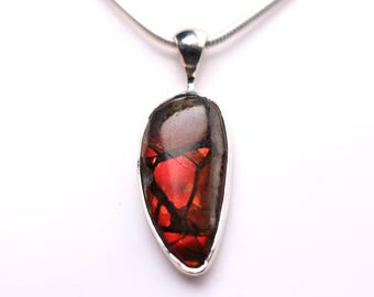 Ammolite One of a Kind Pendant - Sterling Silver Ammolite Necklace - Ammolite Fossil Jewelry - Christmas Gift for Her