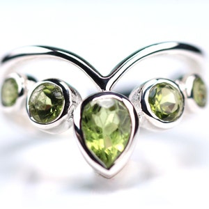 Peridot Sterling Silver Ring - Boho Peridot Statement Ring - August Birthstone Jewelry