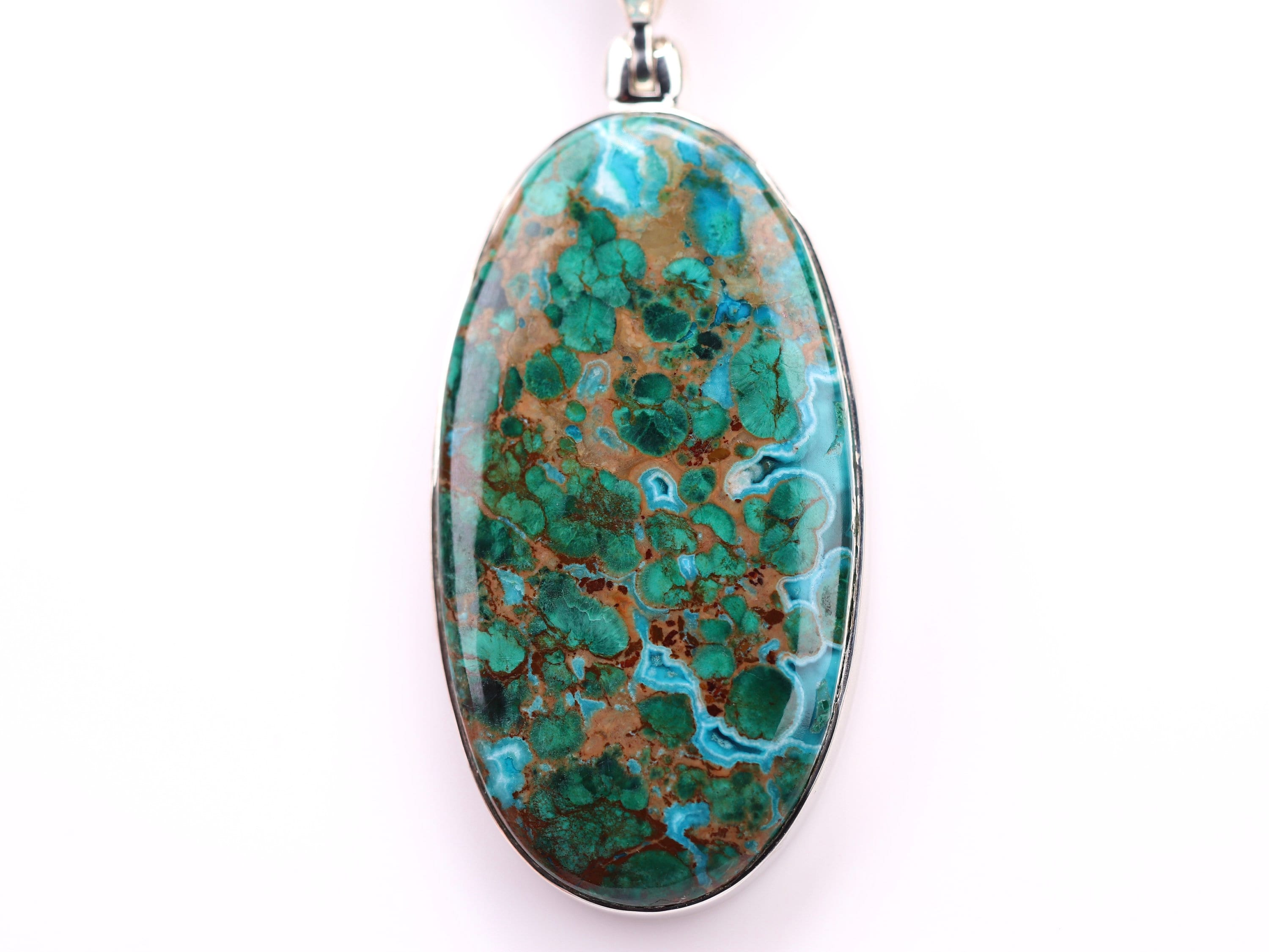 Ciondolo in malachite e azzurrite - Ciondolo unico in argento sterling - Collana in crisocolla - Regalo di Natale per lei - Italia