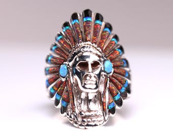 Vintage Native American Style Southwestern Turquoise Inlay