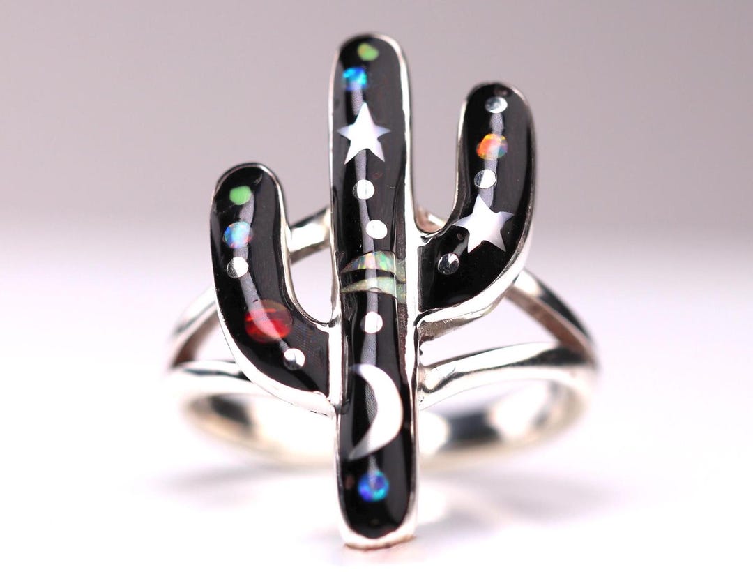 Sterling Silver Southwestern Outer Space Galaxy Gemstone Inlay Ring ...