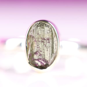 Size 7 - Sterling Silver Moldavite Ring - One of a Kind Raw Moldavite Jewelry
