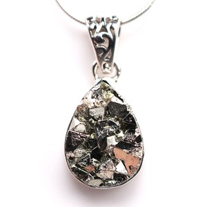 Pyrite Pendant - Sterling Silver Jewelry - One of a Kind Jewelry - Pyrite Druzy Necklace