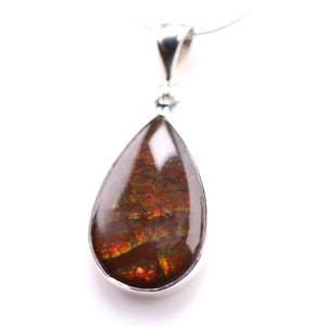 Ammolite One of a Kind Pendant - Sterling Silver Ammolite Necklace - Ammolite Fossil Jewelry - Christmas Gift for Her