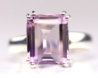 Größe 8,5 – Natürlicher Ametrin-Statement-Ring – Ring aus Sterlingsilber im Smaragdschliff – Amethyst und Citrin facettierter Edelstein – Geburtsstein-Schmuck