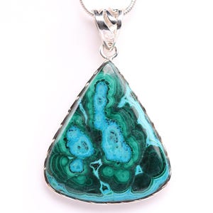 AAA Quality Malachite and Azurite Pendant - Sterling Silver One of a Kind Pendant - Chrysocolla Necklace