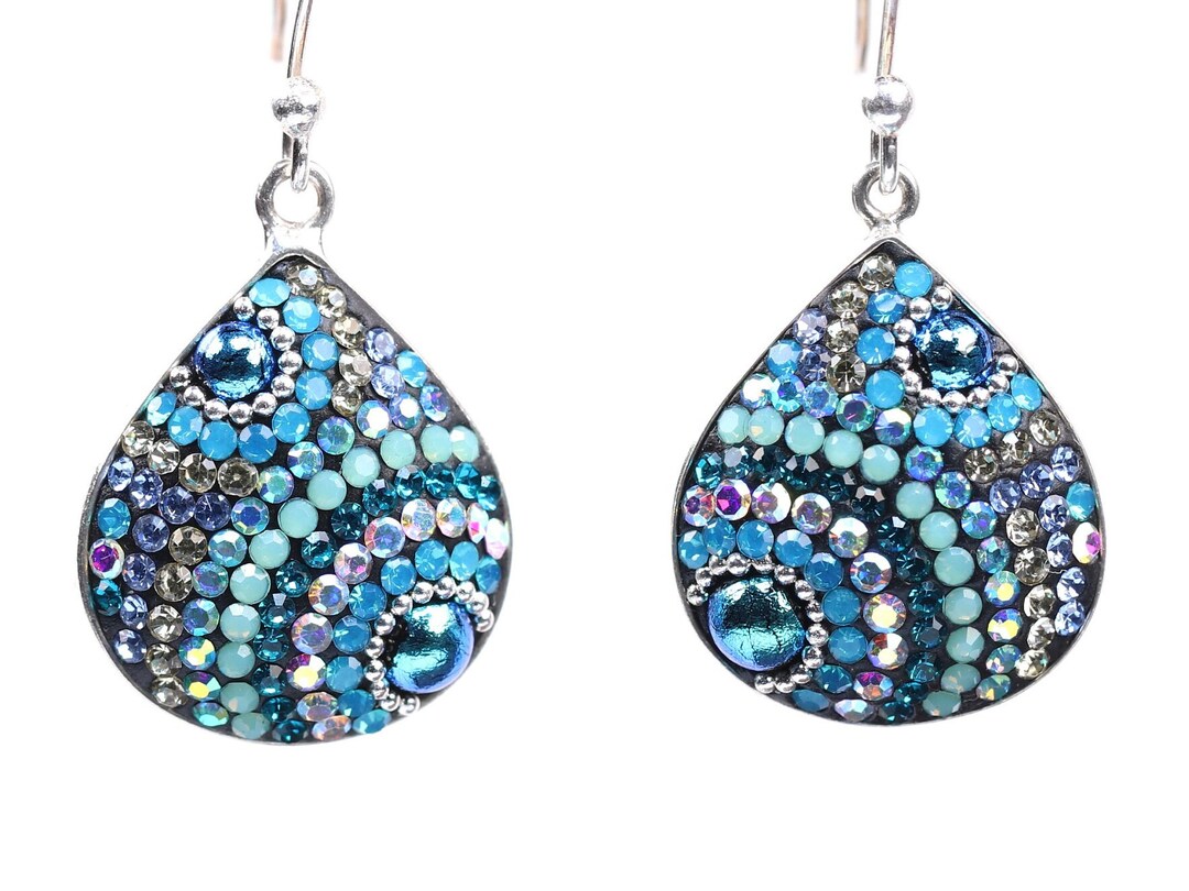 Sterling Silver Micro Mosaic Earrings - Featuring Dichroic Glass