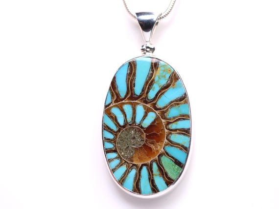 Fossilized Nautilus Rare Vintage Native American Navajo Turquoise Sterling Silver Bracelet Fossilized Nautilus Rare Vintage Native American Navajo Turquoise Sterling Silver Bracelet