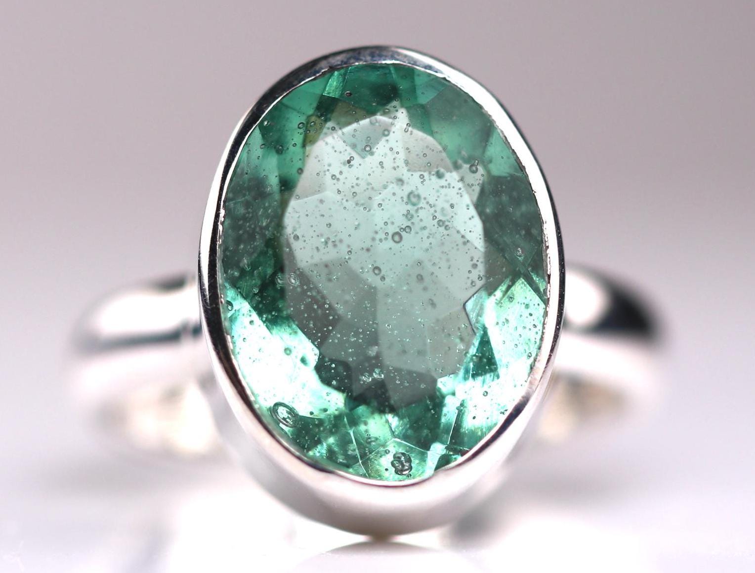 Romanglass Company リング Size 7 - Ancient Faceted Roman Glass Ring - Sterling Silver