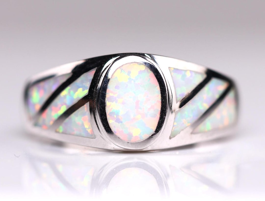 White Buffalo & Opal Inlay Ring