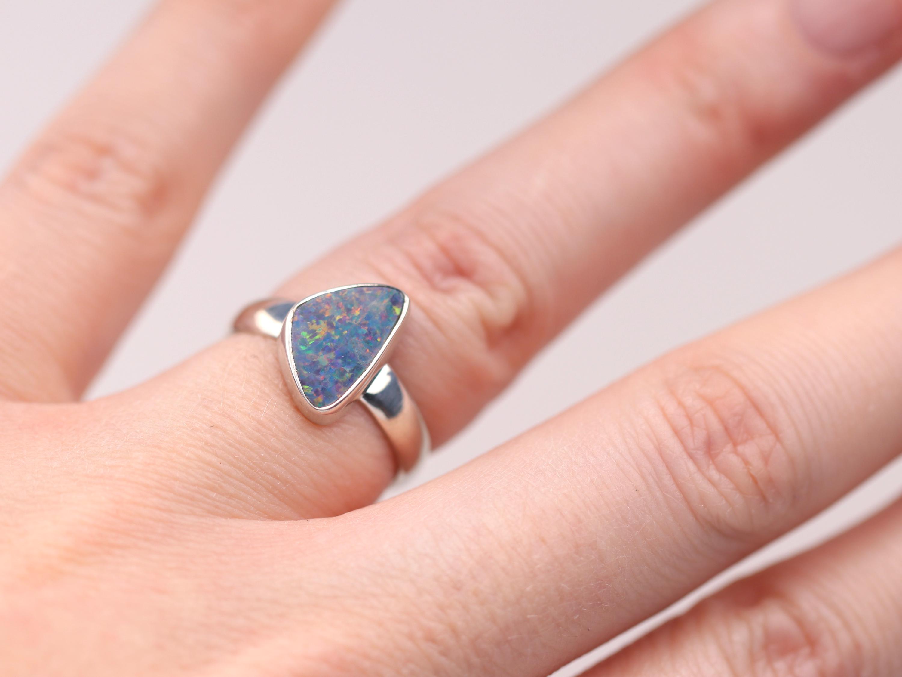 Size 7.5 - Sterling Silver Genuine Australian Boulder Opal Doublet