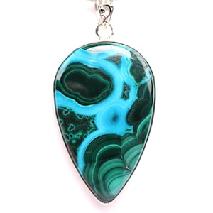 AAA Quality Malachite and Azurite Pendant - Sterling Silver One of a Kind Pendant - Chrysocolla Necklace