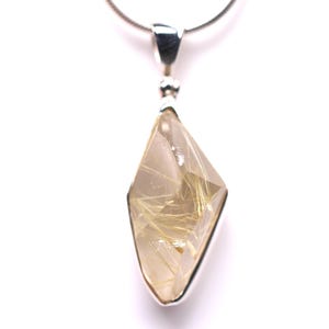 Faceted Rutilated Quartz Pendant - One of a Kind Sterling Silver Golden Rutile Pendant - Unique Gemstone Necklace - Statement Jewelry