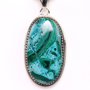 AAA Quality Malachite and Azurite Pendant - Sterling Silver One of a Kind Pendant - Chrysocolla Necklace