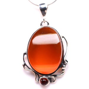 Cognac Amber Pendant - Genuine One of a Kind Baltic Amber Pendant - Vintage Antique Art Nouveau Style Jewelry - Gift For Her