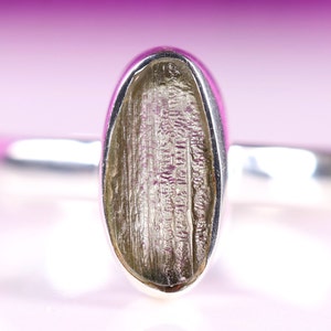 Size 9 - Sterling Silver Moldavite Ring - One of a Kind Raw Moldavite Jewelry