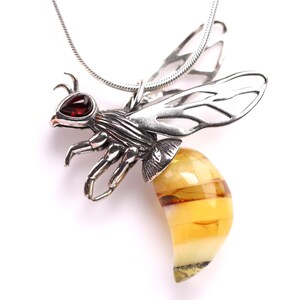 VONALA Orecchini in ambra a goccia, design ape e nido d'ape, argento sterling 925, senza nichel e senza piombo, ideali per abbigliamento casual o formale, perfetti come regalo per ogni occasione