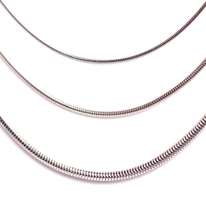 Sterling Silver Snake Chain with Lobster Claw - 1mm 1.6mm 2.4mm Round Snake - 16" 18" 20" 22" 24"