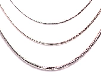 Sterling Silber Schlangenkette mit Karabinerhaken - 1 mm 1,6 mm 2,4 mm Runde Schlange - 16 "18" 20 "22" 24"