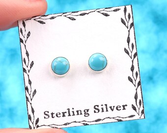 Turquoise Stud Earrings - Sterling Silver Stud Earrings - Christmas Gift for Her