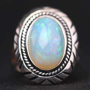 Size 7 - AAA Quality Ethiopian Opal Ring - High Quality Opal - October Birthstone - Rainbow Fire Opal - Large Opal Jewelry
