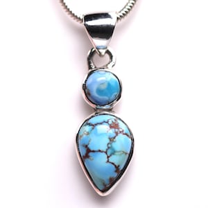 Golden Hills Turquoise Double Stone Pendant - Sterling Silver One of a Kind Turquoise Necklace - Lavender Turquoise Jewelry