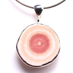 Rhodochrosite Pendant - One of a Kind Sterling Silver Rhodochrosite Stalactite Pendant - Rhodochrosite Polished Slice Necklace