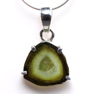 Watermelon Tourmaline Slice Pendant  - Green Tourmaline Jewelry - One of a Kind Pendant - Unique Gift for Her