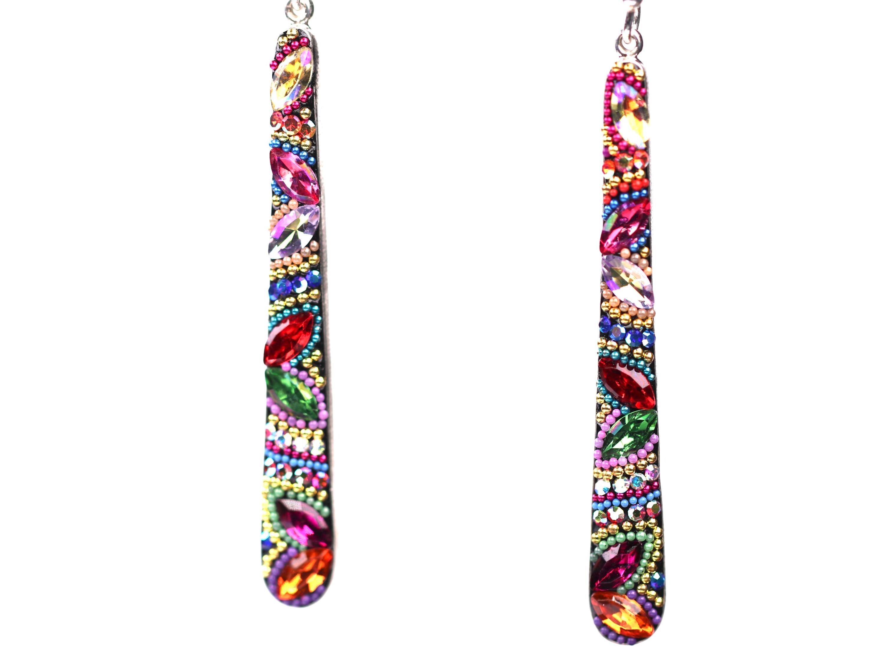 Orecchini in argento sterling con micro mosaico unici nel loro genere - Con vetro dicroico e cristallo austriaco - Gioielli fatti a mano - Regalo unico e scintillante - Italia