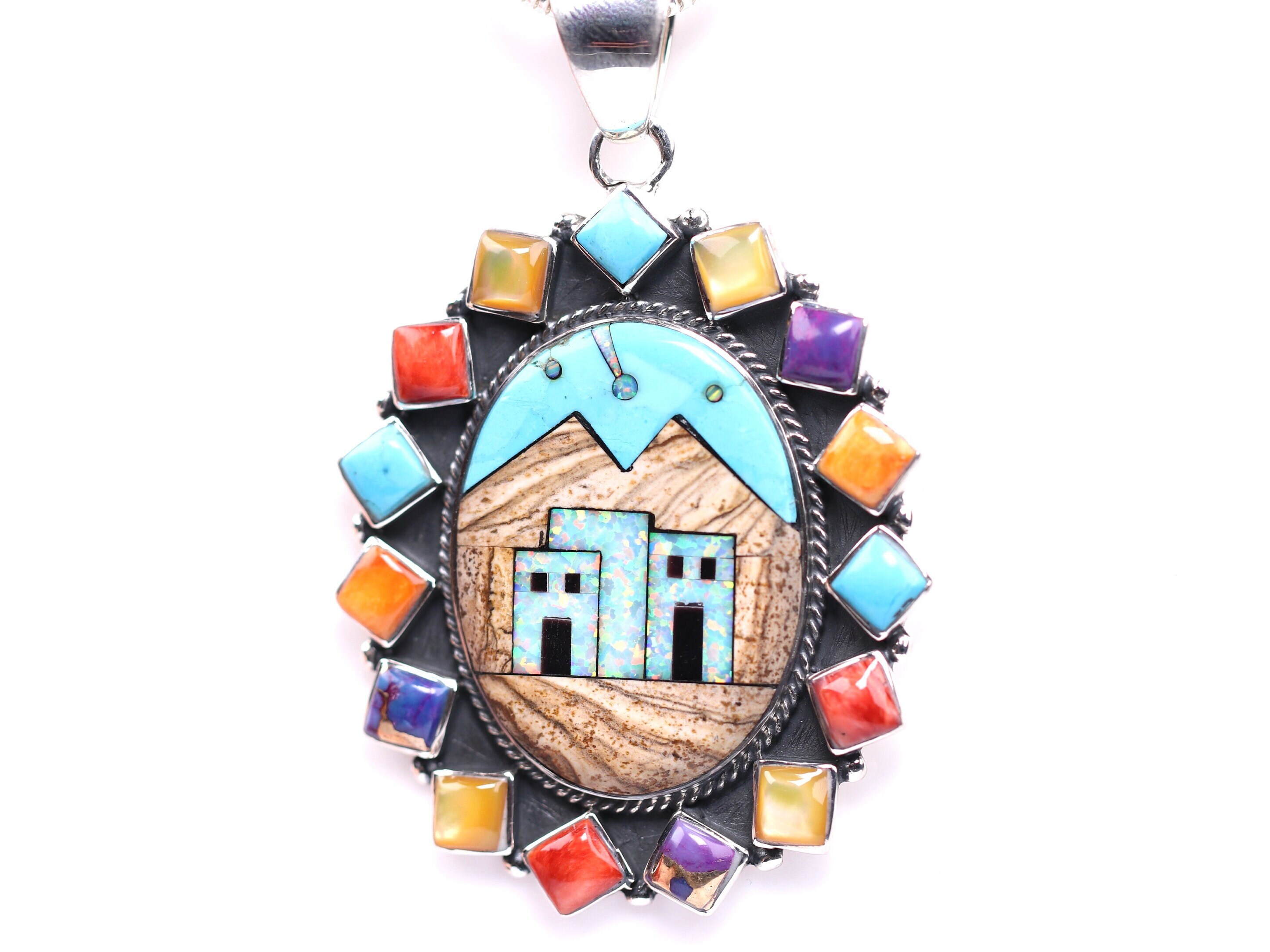One Of The Biggest Native American Navajo Micro Inlay Turquoise Sterling Silver Necklace One Of The Biggest Native American Navajo Micro Inlay Turquoise Sterling Silver Necklace