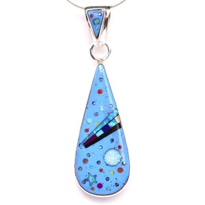 Sterling Silver Inlay Pendant - One of a Kind Geometric Southwestern Necklace - Unique Gift for Her Jewelry