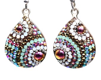 Orecchini In Argento 925 Con Zirconi Multicolore, 8 Mm, Ipoallergenici, Fatti A Mano In Spagna, Con Sacchetto Regalo - copertina