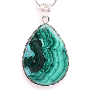 AAA Quality Malachite and Azurite Pendant - Sterling Silver One of a Kind Pendant - Chrysocolla Necklace