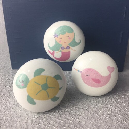 Mermaid Drawer Knobs Dresser Pulls Nursery Drawer Knobs Etsy