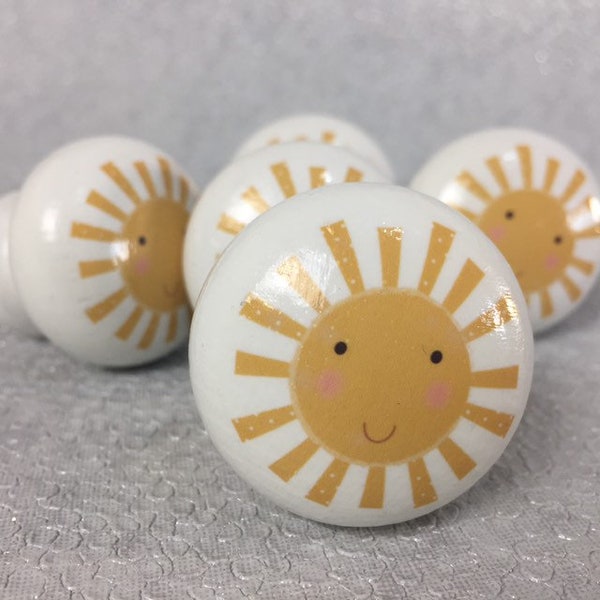 Yellow Sunshine Drawer Knobs, Dresser Pulls, Pastel Drawer Knobs, Sunshine Drawer Knobs, Sunshine Pulls, Yellow Nursery Decor, 40mm/4cm