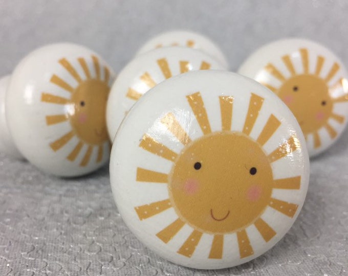 Yellow Sunshine Drawer Knobs Dresser Pulls Pastel Drawer Etsy