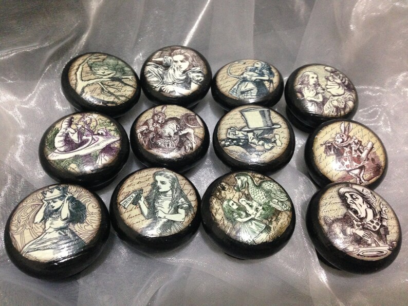 Set Of Twelve 40mm4cm Alice Dresser Pulls Alice In Wonderland Drawer Knobs Alice Cupboard Knobs