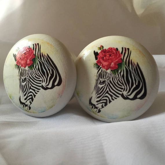 Zebra Rose Drawer Knobszebra Knobs Zebra Pulls Drawer Etsy